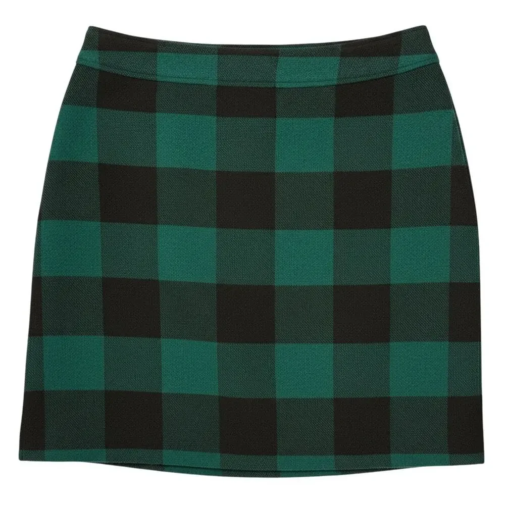 J. Crew Wool Blend Buffalo Plaid Check Size 6 Mini Skirt Academia Preppy 90s NWT